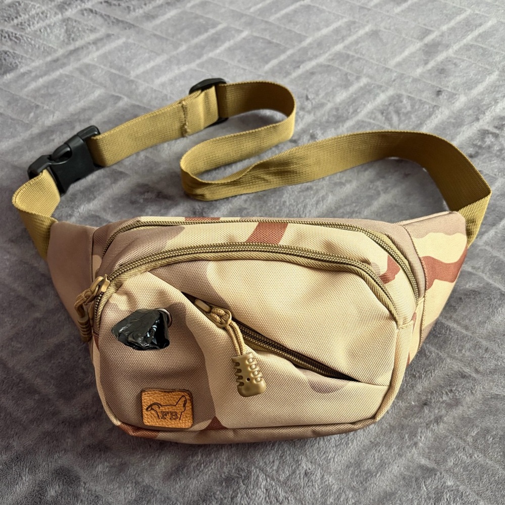 FB Adjustable Fanny Pack for Dog Walking - Camo beige